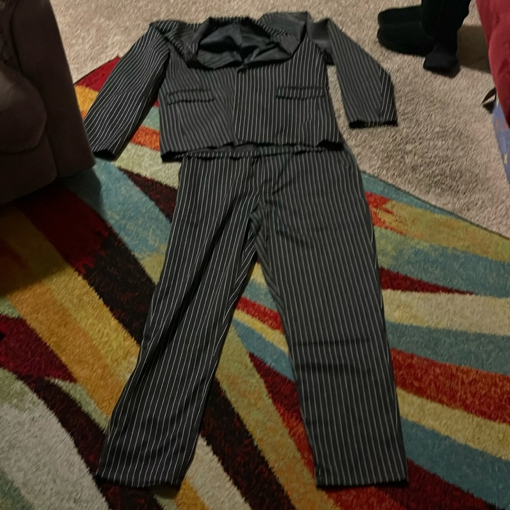 XL Black w/White Pin stripe Suit